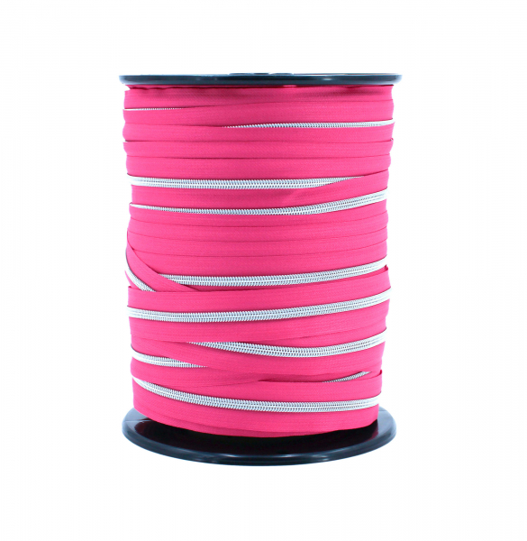 Endlosreißverschluss metallisiert pink/ silber (1m)